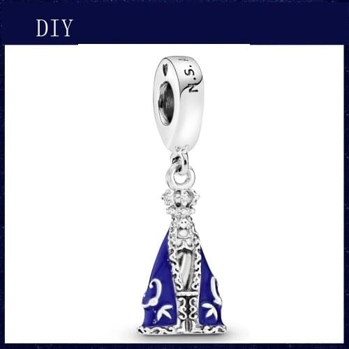 Silver Shiny religious image fit Pandora Charm Silver 925 Bead Pendant Bangle with stylish DIY jewelry