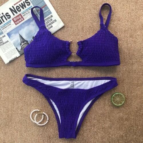 Sexy Red Pleated Bikini Set Push-up Swimwear Women 2021Triangle Padded Thong 2 Pieces Set Swimsuit Beach Soft Bathing Suit