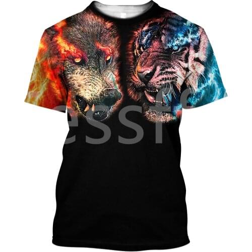 Tessffel Animal Hunter Tiger Hunting Tattoo Wild Beast Camo 3DPrint Men/Women Summer Harajuku Short Sleeve T-Shirt Streetwear A1