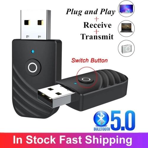USB Bluetooth 5.0 Transmitter Receiver 3 In 1 Adapter 3.5mm AUX Plug And Play For TV PC Headphones Home Stereo Car HIFI Audio