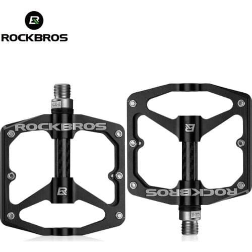 ROCKBROS MTB Bike Bicycle Pedals Sealed DU Bearing Aluminum Alloy Cycling Pedals Hollow Ultralight Non-slip Cleat Bike Part Flat