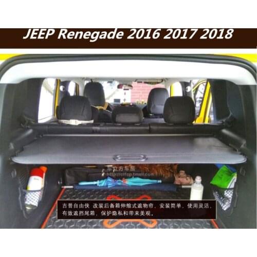 High quality Car Rear Trunk Security Shield Cargo Cover For JEEP Renegade 2016 2017 2018 ( black, beige)