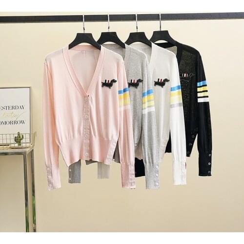 2021 Women Summer thin V-Neck Knitted Striped Women Sweaters Coat Cardigans Long Sleeve Women Poncho Sweaters Pull Femme Tops