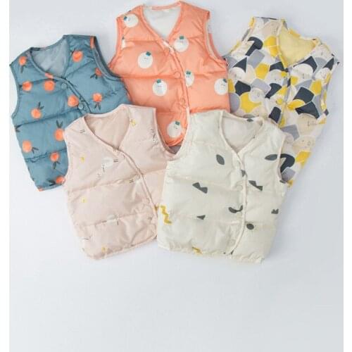 2020 Autumn and Winter New Childrens Down Vest White Duck Down Male and Female Baby Cartoon Lightweight Baby Liner