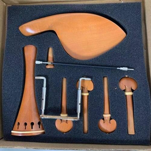 1Set Of 4/4 Violin Medium Quality Jujube Fittings Violin Parts Accessories Peg With Boxwood Ball Tailpiece Chinrest Endpin FPE03