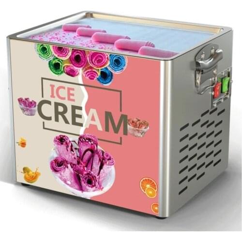 New Square Pan Fried Ice Cream Rolls Machine Commercial Big Pan Fried Yogurt Making Machine Roll Fried Ice Cream Maker 110V/220V