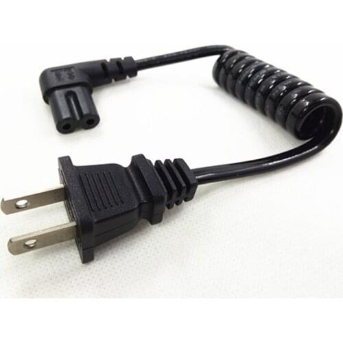 20cm JP US NEMA1-15P 2PIN Plug To IEC 320 C7 AC Short Portable Cord 2 Prong C7 Elbow PU Spring Retractable Power cable 10-30cm