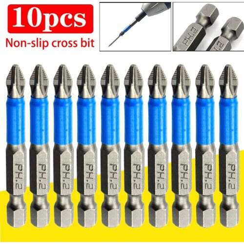 3/5/10Pcs 50mm PH2 Cross bit drill Head Screwdriver Bits Hand Tools Anti Slip Electric Hex Shank Magnetic Screwdriver Drill Bit