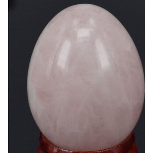 34x44MM Natural GemStone Rose Quartz Crystal Sphere Egg Healing Reiki Crafts Stone Massage Finger Exercise