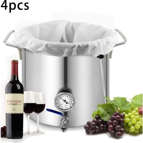 HOT SALE 4 Pack Brew Bags -Reusable Mesh Bag for Fruit Cider Apple Grape Wine Press Drawstring Straining Brew in a Bag 38X42cm