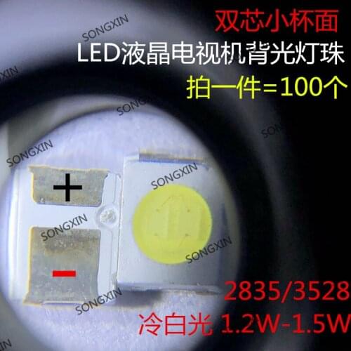 4000PCS Original UNI LED 3528 2835 1210 Light Beads High Power 1W 3V 90LM Cool white For LED LCD TV Backlight Application