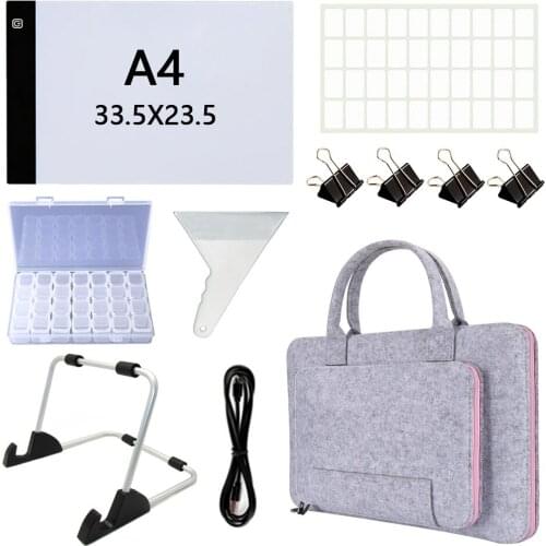 5D Diamond Painting A4 Size 33.5X23.5CM Led Light Pad Board for Painting Drawing USB Powered Light Board Kit with Stand