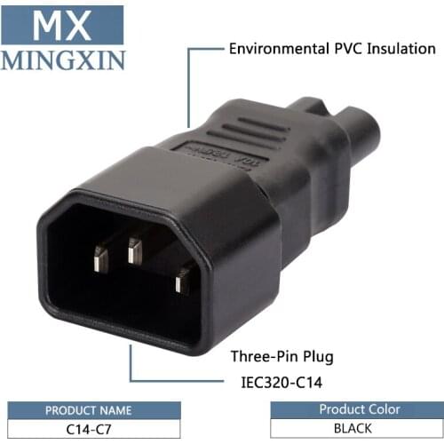 IEC 320 C14 Adapter for C7 C7 to AC Adapter Kettle C14 3-Pin C14 Male to C7 Female Plug Power Converter Socket