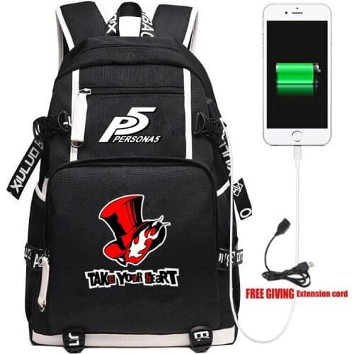 Anime PERSONA5 the Animation Backpack P5 Unisex Black Travel Shoulder Laptop Bags Kids Teens School Student Bags Bookbag