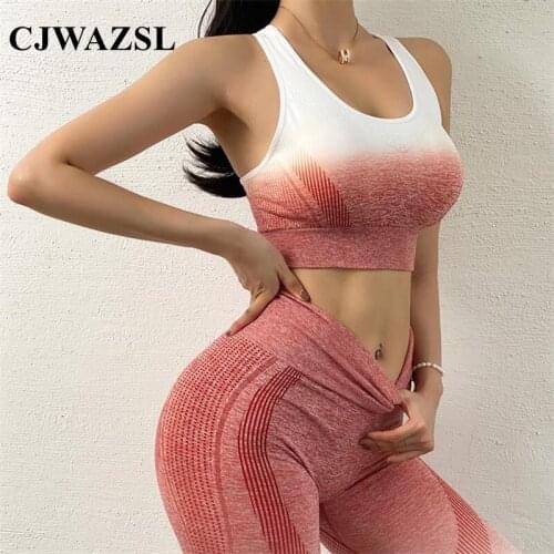 CJWAZSL Womens Yoga Wear Breathable Running Vest Gym Womens Sports Bra Top Press Fitness Yoga Gradient Bra Underwear Sports To