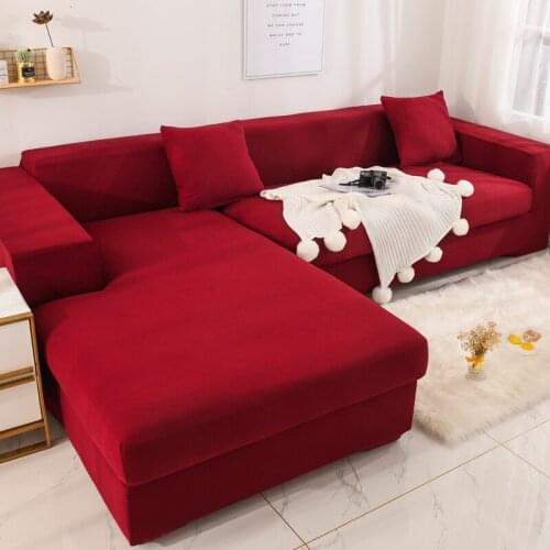 Elastic Sofa Cover Chaise Lounge for Living Room Spandex Polyester 1 2 3 4 Seater Modern Simple Red Wine Color