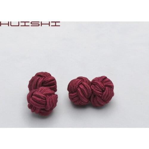 HUISHI Wedding Fashion Rope Ball Knot Red Cufflinks Handsome Brand Jewelry 11 Color Mens Ball Knot Cuff links Hot Selling