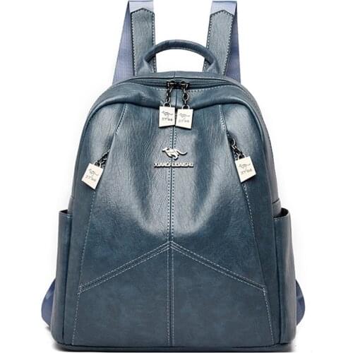 Quality Leather Women Backpacks for Girls Sac A Dos Casual Daypack Black Vintage Backpack School Bags for Girls Mochila Rucksack