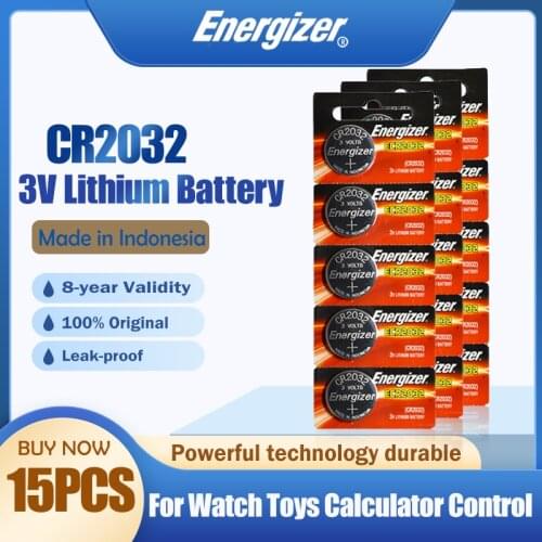 15PCS/lot Original Energizer CR2032 CR 2032 3V Lithium Battery For Computer Electronic Scale Toy Motherboard Control Button Cell
