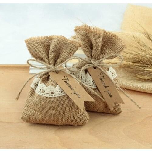 20PCS Burlap Bags Natural Jute Burlap Sack Favor Bag baby Shower rustic Weddings Receptions favors and gifts
