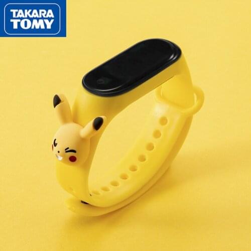 TAKARA TOMY Pokemon Pikachu New LED Doll Bracelet Cartoon Touch Waterproof Electronic Watch