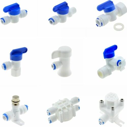 RO Water Straight Plastic Ball Valve 1/4" 3/8" OD Hose Quick Connect 1/4" 3/8" Male 1/2" Female Reveser Osmosis Aquarium Fitting