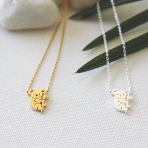 Tiny Cute Koala Bear Necklace Stainless Steel Collarbone Necklace Australian Animal Womens Fashion Accessories Friendship Gifts