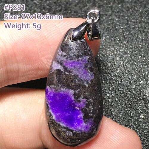Genuine Natural Purple Sugilite Pendant Jewelry For Women Men Luck Crystal 25x16x4mm Beads Silver Anticancer South Africa Stone
