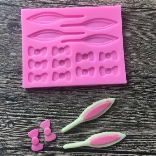 Rabbit ears bow tie silicone fandont mold Rabbit earSilica gel moulds Chocolate molds candy mould silicone molds gumpaste moulds