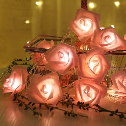 LED Rose Christmas Lights Holiday String Lights Valentine Wedding Decoration Flower Bulbs LED Lamp Lights for Room Decoration