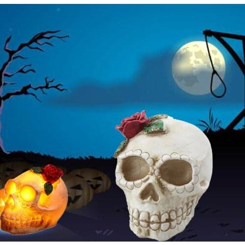 Halloween decorations LED skull head glowing ghost head small skull decoration skull Halloween props Halloween decoration skull