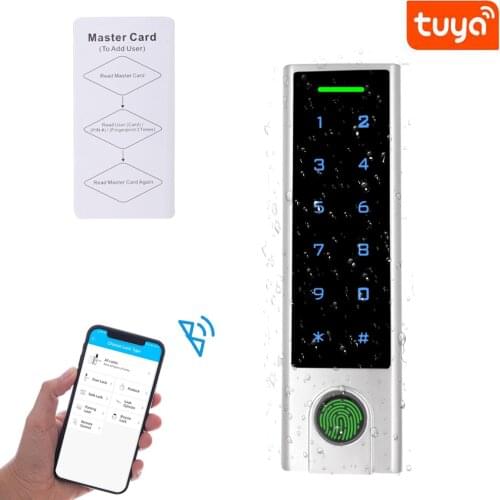 125Khz RFID Bluetooth Access Controller IP66 Waterproof Fingerprint Access Control Tuya APP Support Add Delete Users by APP