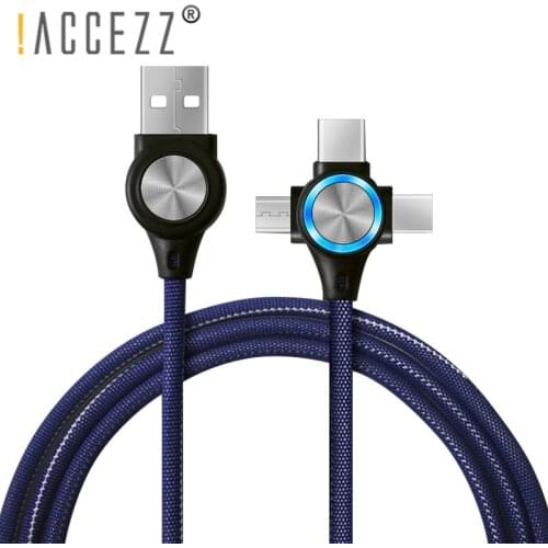 !ACCEZZ USB Cable For iPhone 12 11 Xs Max XR X 3 in 1 Fast Charging Cables For Xiaomi Samsung Huawei Mobile Phone Data Sync Cord