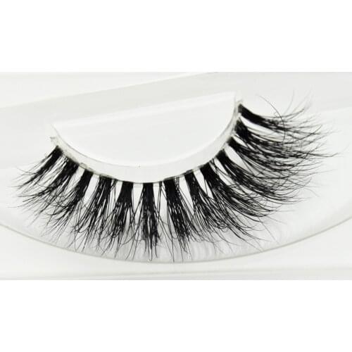 High Quanlity 3D Real Mink Lashes Crystal 100% Handmade Thick Soft False Eyelashes Eye Lashes Transparent Stem New 1 Pair F116