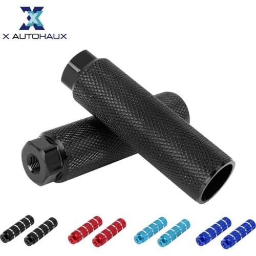 X Autohaux 2 Pcs Aluminum Alloy Cylinder for BMX MTB Bike Bicycle Axle Rear Foot Pegs Footrests Black Red Blue Bicycle Pedal