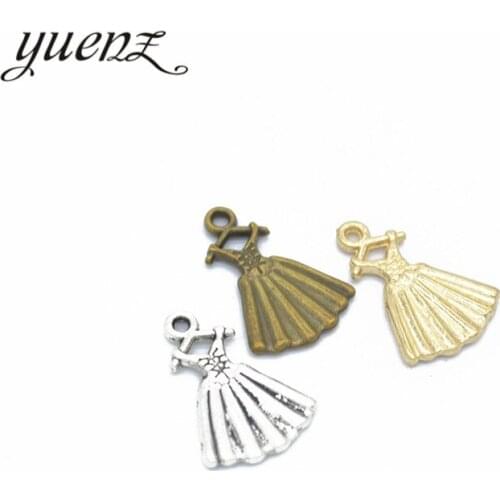 YuenZ 20pcs Antique Silver color skirt Charms Pendants for Bracelet Necklace DIY Jewelry Making Finding Accessories 20*13mm N122