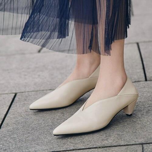 EshtonShero Classic Pumps Womens Shoes Woman Platform Spike Low Heels Pointed Toe Elegant White Ladies Wedding Shoes Size 3-8