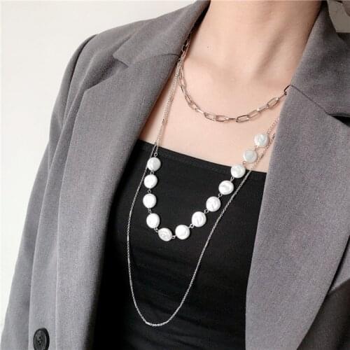 Silver Color Clavicle Chain Imitation Pearls Pendants Necklaces for Women 2019 Fashion Jewelry Delicate Layered Necklace Female