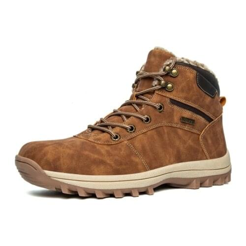 Winter men with velvet snow boots waterproof mens ankle boots sport hiking shoes