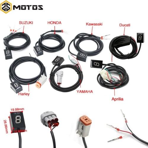 ZS MOTOS Ecu Plug Mount 6 Speed Gear Display Indicator 1-6 Level Gear Indicator Fit For Yamaha Honda Kawasaki Suzuki Harley