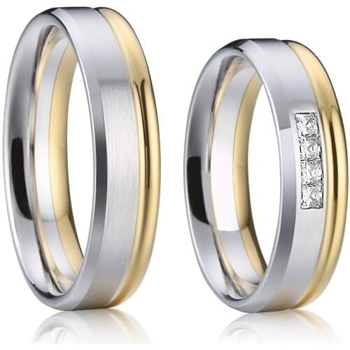 1 Pair latest custom bicolor wedding ring designs for men and women Love Alliance fashion jewelry finger ring Marriage