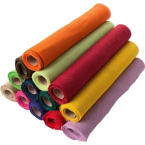 1 Roll of 50cmX3meters Colorful Linen Roll Natural Burlap Tight-Weave Jute Burlap Fabric for Wedding Party Diy Decor