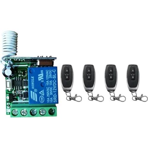 DC 12V 1CH Wireless Remote Control Switch relay Receiver Module+RF Transmitter 433 Mhz Remote Controls Can delay off 20 seconds