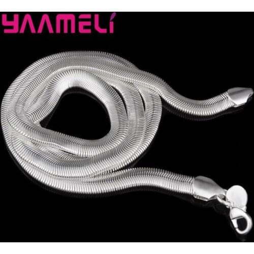 16-24Inch Fine Fashion 925 Sterling Silver Smooth Snake Men Women Necklace Chain with Lobster Clasps 6mm Statement Heavy Jewelry