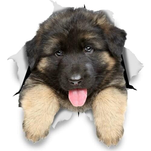PLAY COOL 3D Dog German Shepherd Puppy Car Sticker Automobile Motorcycles Exterior Accessories PCV Decals for Toyota Honda Lada