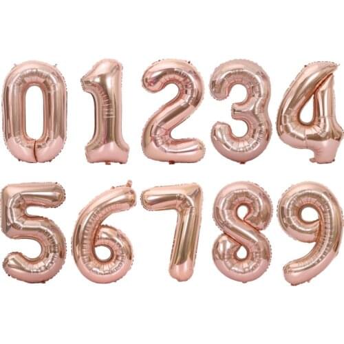 40 Inch Rose Gold Digital Aluminum Film Balloon Valentines Day Wedding Holiday Birthday Party Decoration Floating Air Ball