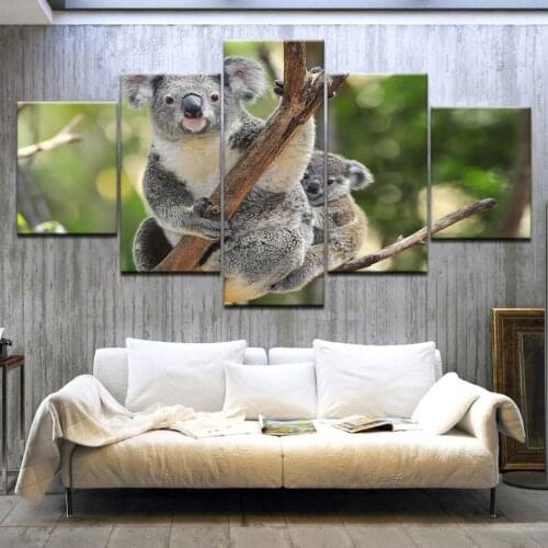 5 Panel Nordic Art Animal Posters and Prints Cute Koala Wall Art Canvas Painting Wall Pictures For Living Room Home Decor