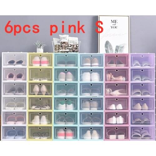 6PC Flip-Open Cove Transparent ShoeBox Home Shoe Boot Box Stackable Foldable Storage Organizer Container Multifunction