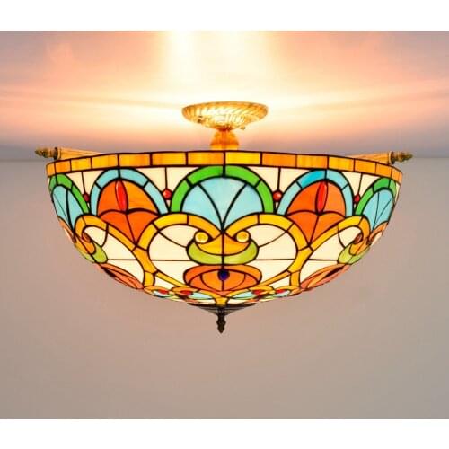 65cm Creative Tiffany Heart Beads Colored Glass Small Living Room Restaurant Bar Bedroom Art Half Ceiling Lamp