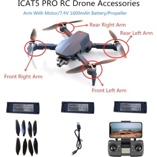 ICAT5 PRO GPS 8K RC Drone Parts 7.4V 1600mAh Battery/Propeller/USB Line/Arm With Motor For icat 5 pro Accessories control Blades